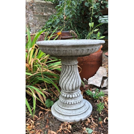 Stunning Stone Twist Base Design Garden Bird Bath