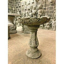 Stunning Stone Leafy Design Garden Bird Bath