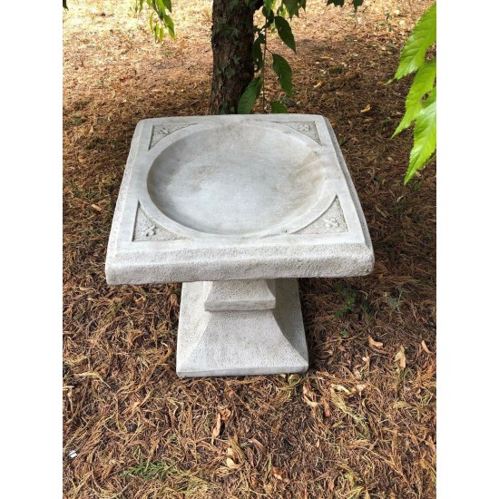 Stunning Stone Square Shaped Sculpture Garden Bird Bath