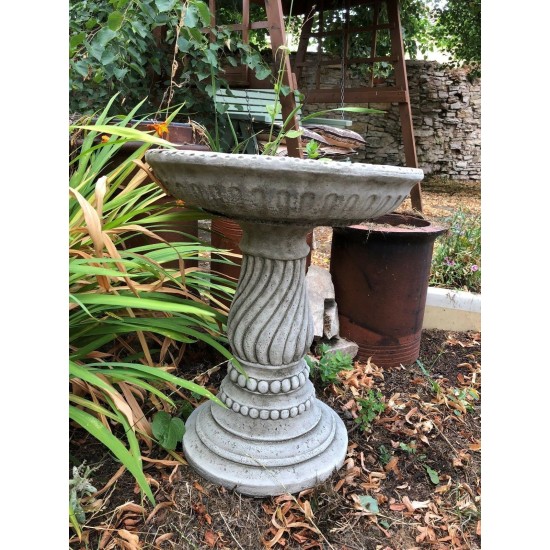 Stunning Stone Twist Base Design Garden Bird Bath