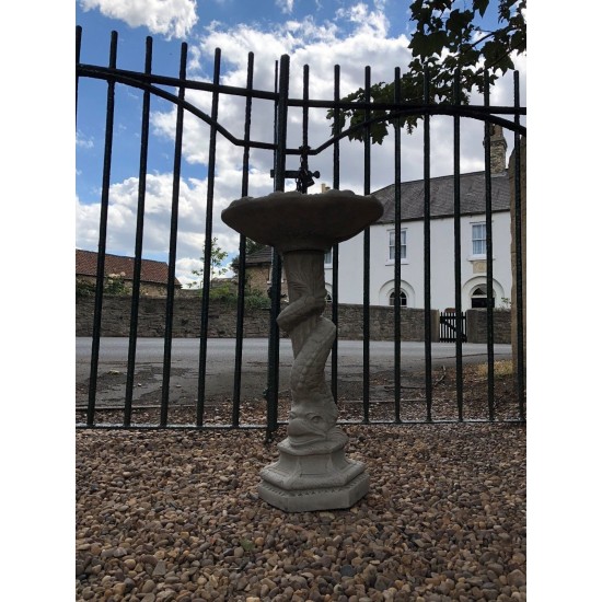 Stunning Stone Twisted Serpent Sculpture Garden Bird Bath