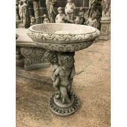 Stunning Stone Three Cherub Garden Bird Bath