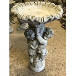 Stunning Stone Twin Cherub Garden Bird Bath