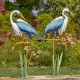 Assorted Blue and White Iron Herons with Cattails