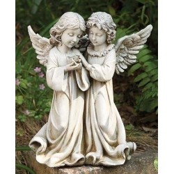 Double Angels With Bird Figure For Garden Or Home