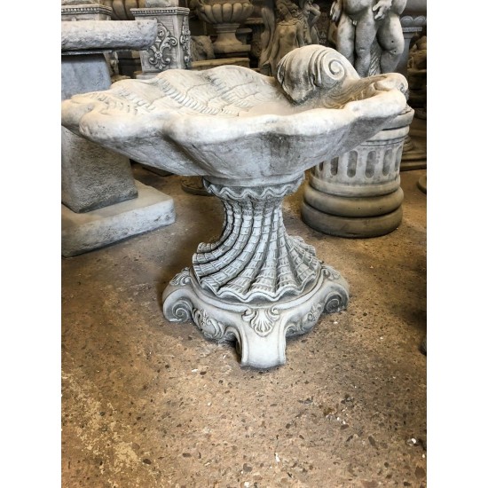 Stunning Stone Shell Sculpture Garden Bird Bath
