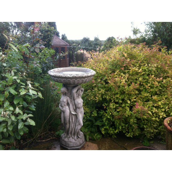 Stunning Stone Three Graces Garden Bird Bath