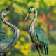 44.5"Serenity in Flight" Metallic Iron Heron Garden Statues (Pair)