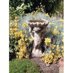Angel & Shell Stone Garden Bird Bath