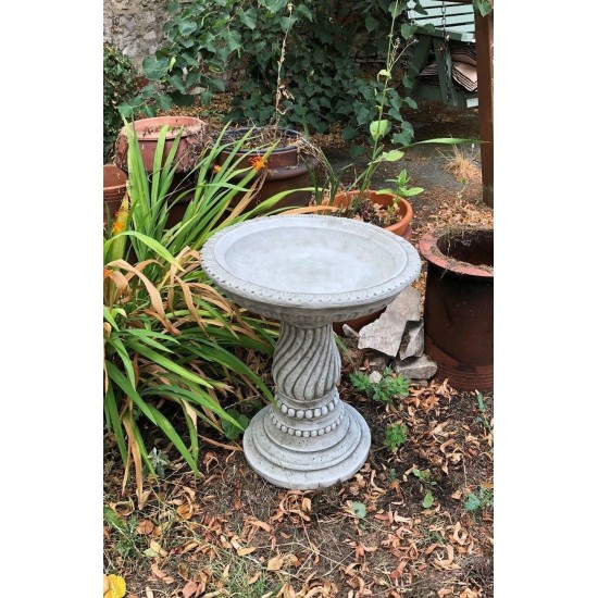 Stunning Stone Twist Base Design Garden Bird Bath