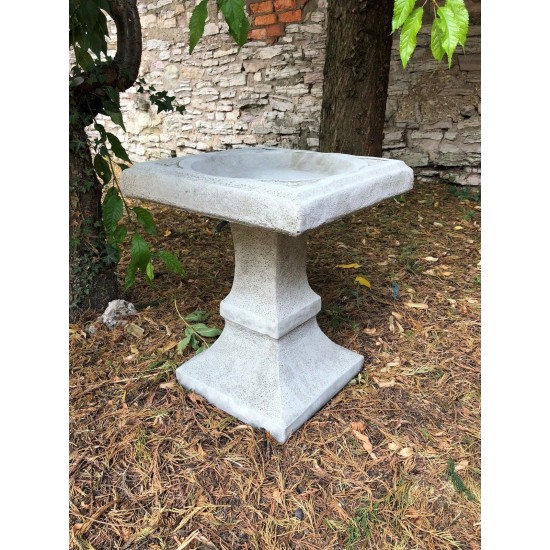 Stunning Stone Square Shaped Sculpture Garden Bird Bath