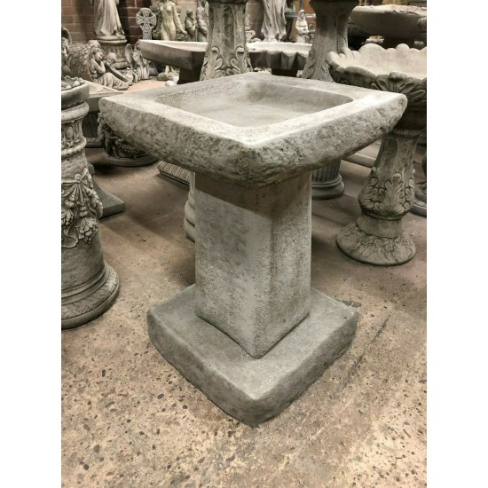Stunning Stone Chunky Square Garden Bird Bath