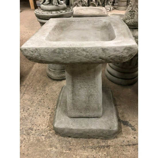 Stunning Stone Chunky Square Garden Bird Bath