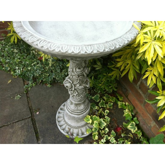 Stunning Stone Flower Petal Garden Bird Bath