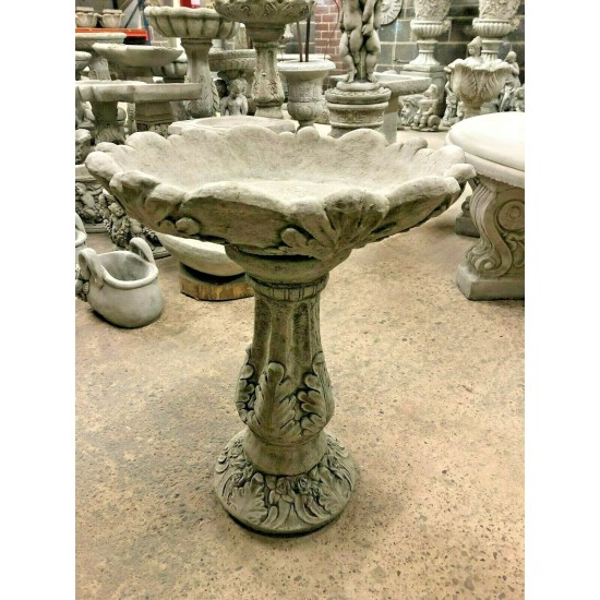 Stunning Stone Leafy Design Garden Bird Bath