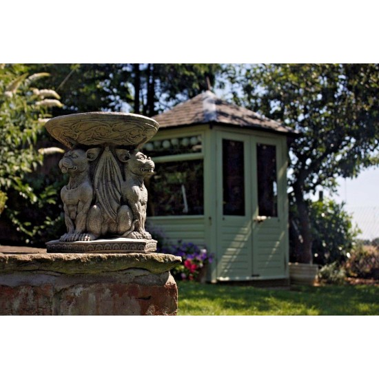 Stunning Stone Triple Gargoyle Garden Bird Bath