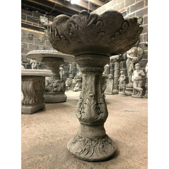 Stunning Stone Leafy Design Garden Bird Bath