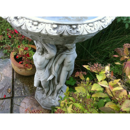 Stunning Stone Three Graces Garden Bird Bath