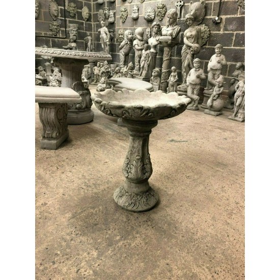 Stunning Stone Leafy Design Garden Bird Bath