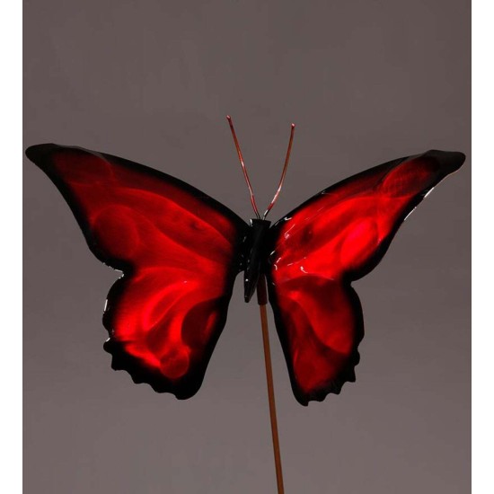 Colorful Butterfly Garden Stake - Red