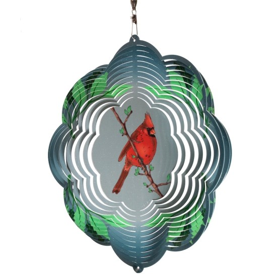 Cardinal Cloud Red Swirly Metal Wind Spinner