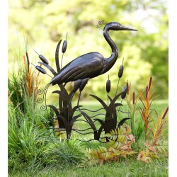 Metal Heron Garden Stake