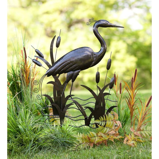 Metal Heron Garden Stake