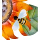 Handcrafted Metal Sunflower Garden Stake with Three Busy Bees