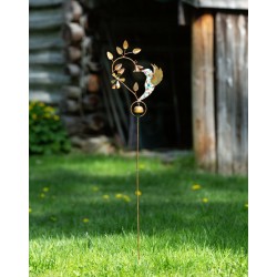 Floral Hummingbird Garden Stake