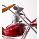 Metal Cat on Motorcycle With Spinning Wheels Wind Spinner