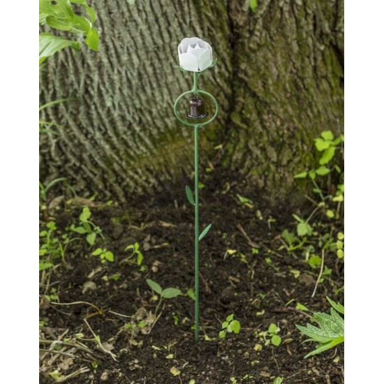 White Rose Garden Stake