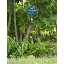 Open Petal Flower Garden Stake, Blue