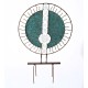 Handcrafted Round Metal and Glass Garden Sculpture