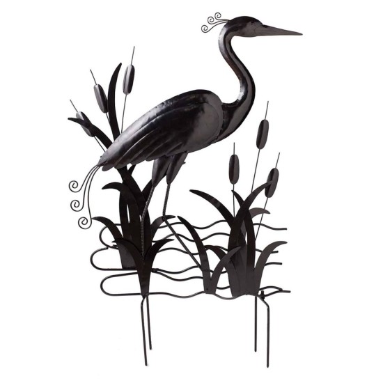 Metal Heron Garden Stake
