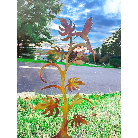 Hummingbird on Plant Garden Stake