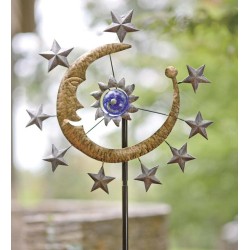 Metal Wind Spinner With Sun, Moon And Stars