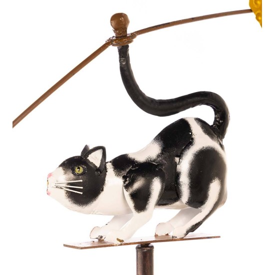 Cat, Mouse and Cheese Whimsical Metal Wind Spinner