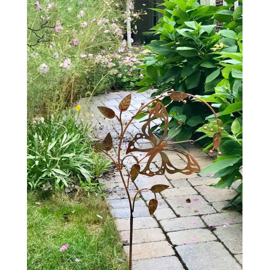 Butterfly on Branch Garden Stake