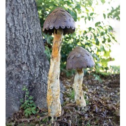 Rustic Metal Mushroom Stakes, Set of 2