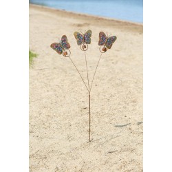 Triple Floral Butterfly Garden Stake
