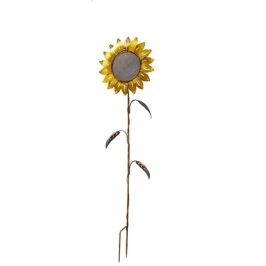 Sunflower Bird Feeder Stake | Rusted Metal Yard Art | Garden Gifts | Metal Garden Art | Garden Bed Decor|