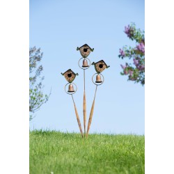 Triple Birdhouse Garden Stake