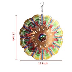 3D Metal Wind Spinners with Unique Mirror Ball Garden Decor | Sun Wind Spinner with Unique Mirror Ball |Backyard Ornaments Wind Spinner Decorations|Outdoor Decor for Patio or Porch, Room Decor