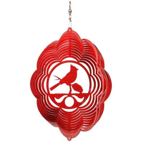 Cardinal Cloud Red Swirly Metal Wind Spinner