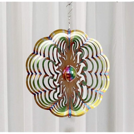 3D Metal Wind Spinners with Unique Mirror Ball Garden Decor | Sun Wind Spinner with Unique Mirror Ball |Backyard Ornaments Wind Spinner Decorations|Outdoor Decor for Patio or Porch, Room Decor