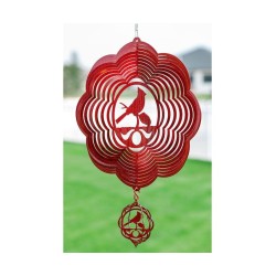 Cardinal Cloud Red Swirly Metal Wind Spinner