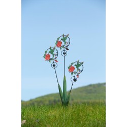 Triple Hummingbird and Lily Multicolor Stake