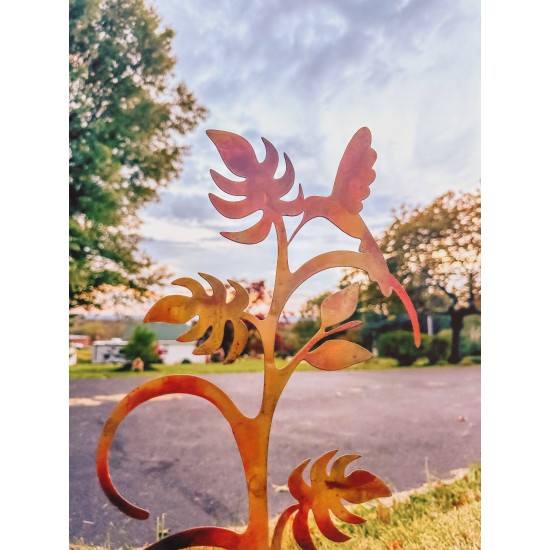 Hummingbird on Plant Garden Stake