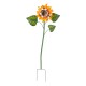 Handcrafted Metal Sunflower Garden Stake with Three Busy Bees