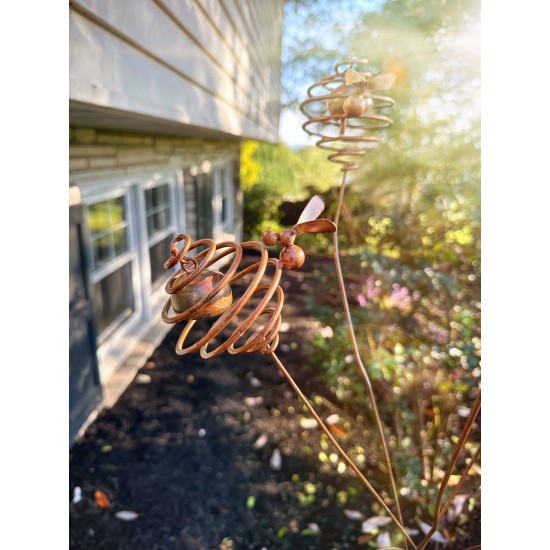 Bee Spiral Garden Stake with Bells